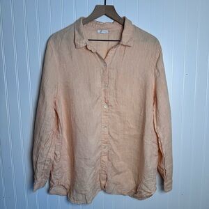 J. Jill 100% Linen Button-Down Long Sleeve Shirt Orange Women’s Size XL